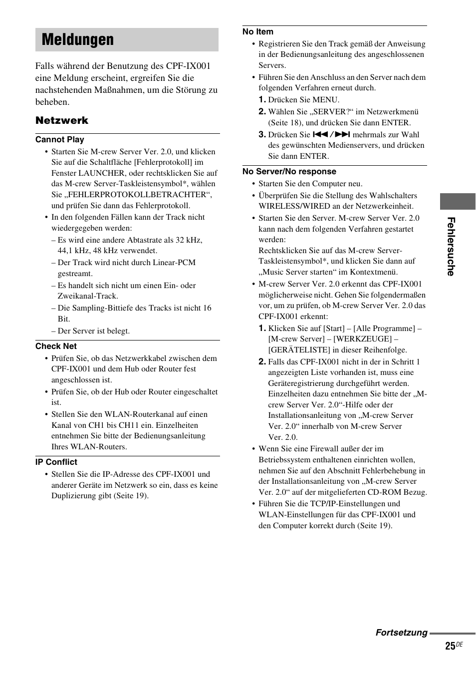 Meldungen | Sony CPF-IX001 User Manual | Page 131 / 379