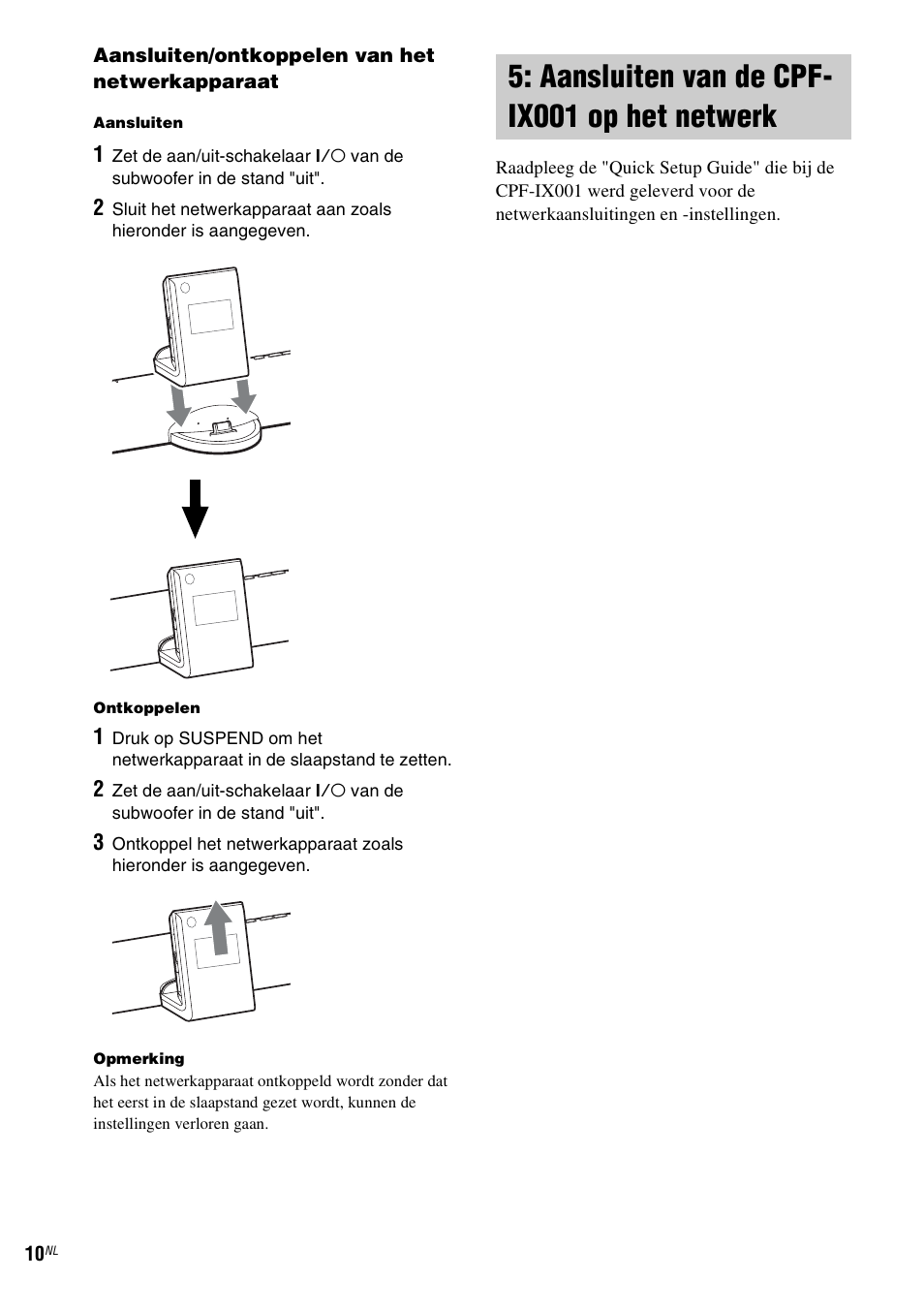 Aansluiten van de cpf-ix001 op het netwerk, Aansluiten van de cpf-ix001 op het, Netwerk | Aansluiten van de cpf- ix001 op het netwerk | Sony CPF-IX001 User Manual | Page 150 / 379