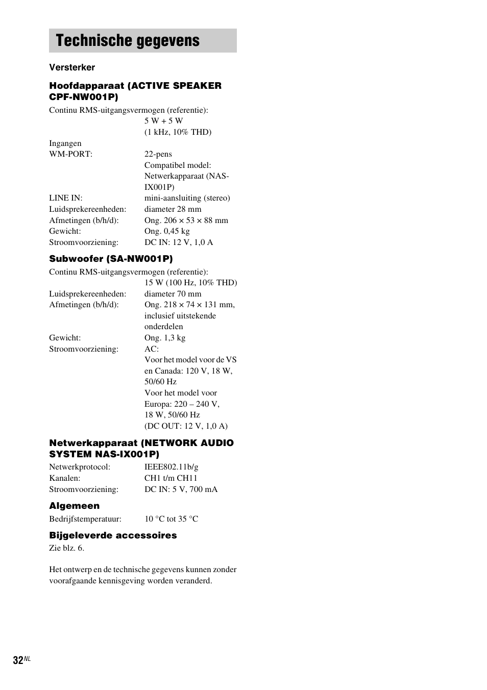 Technische gegevens | Sony CPF-IX001 User Manual | Page 172 / 379