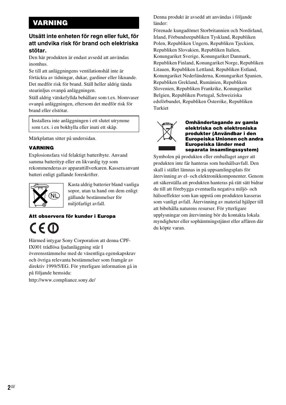 Varning | Sony CPF-IX001 User Manual | Page 210 / 379