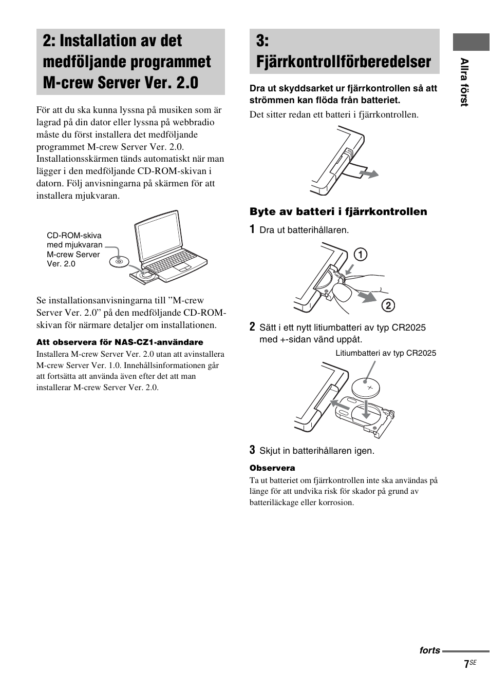 Fjärrkontrollförberedelser, Installation av det medföljande, Programmet m-crew server ver. 2.0 | Sony CPF-IX001 User Manual | Page 215 / 379