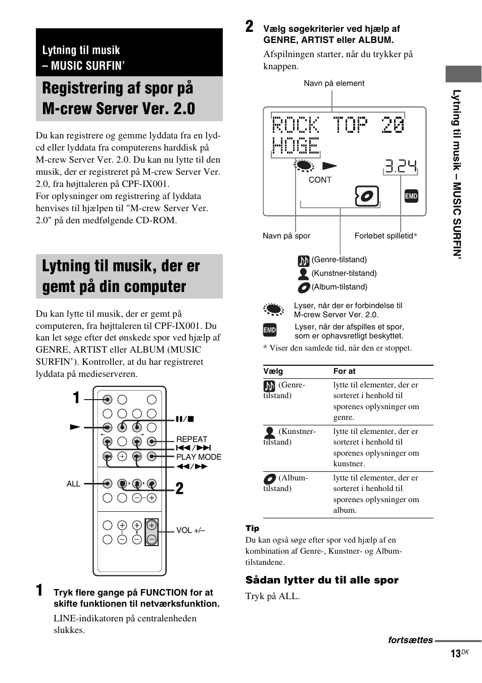 Lytning til musik - music surfin, Registrering af spor på m-crew server ver. 2.0, Lytning til musik, der er gemt på din computer | Lytning til musik – music surfin, Registrering af spor på m-crew server, Ver. 2.0, Lytning til musik, der er gemt på din, Computer | Sony CPF-IX001 User Manual | Page 289 / 379