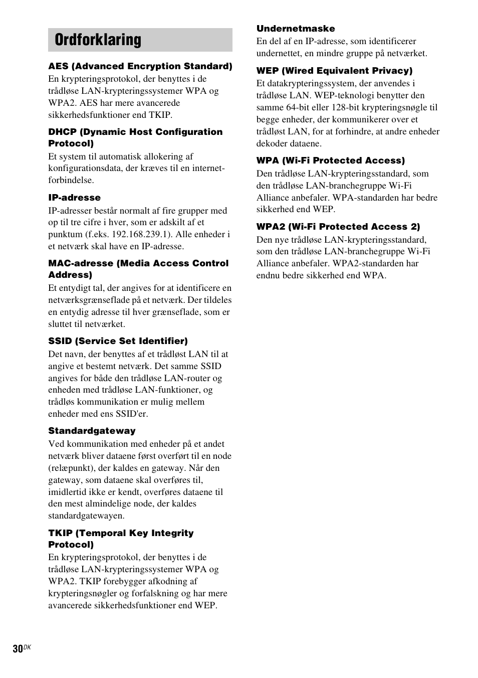 Ordforklaring | Sony CPF-IX001 User Manual | Page 306 / 379