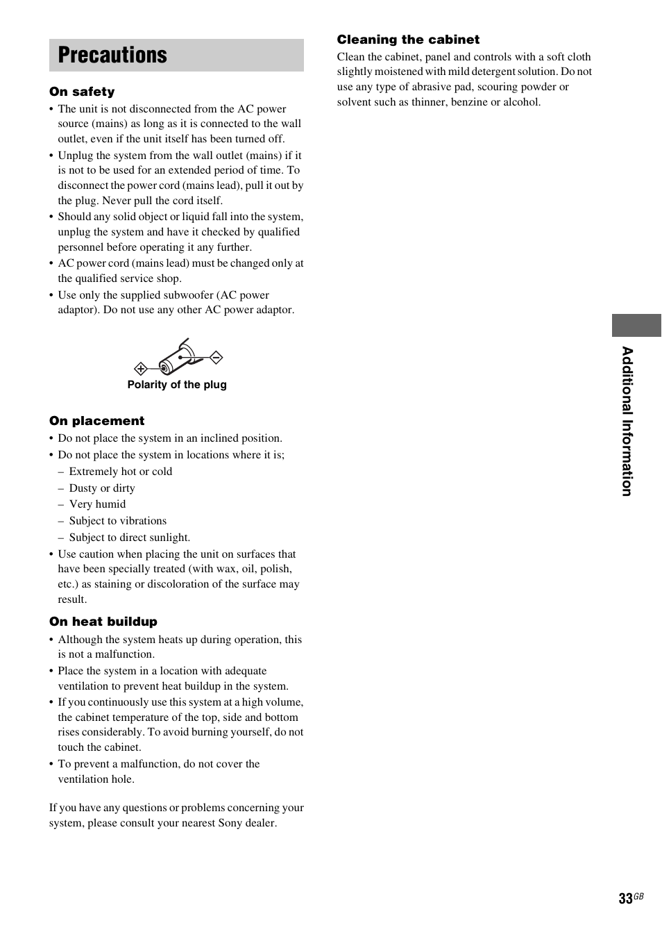 Precautions | Sony CPF-IX001 User Manual | Page 33 / 379