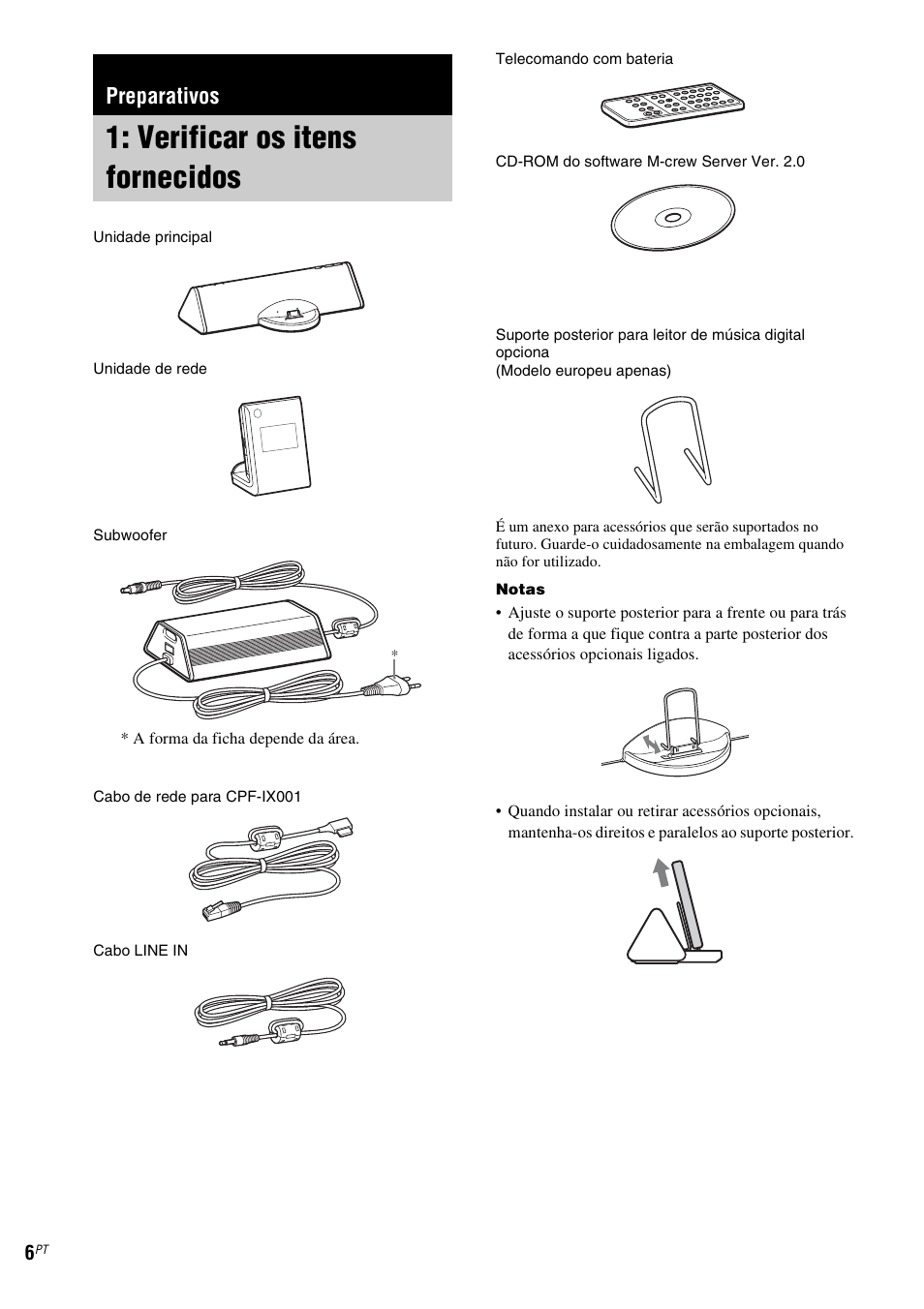 Preparativos, Verificar os itens fornecidos | Sony CPF-IX001 User Manual | Page 350 / 379