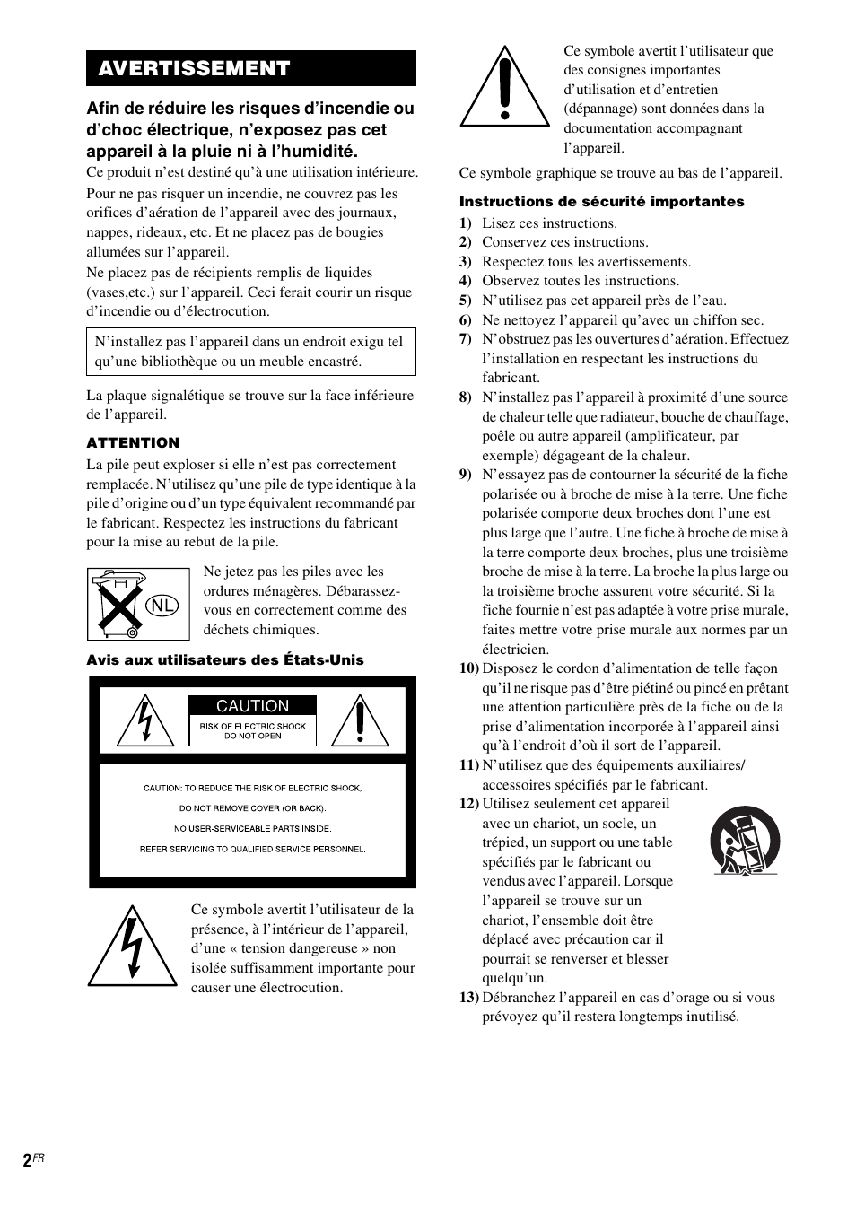 Avertissement | Sony CPF-IX001 User Manual | Page 38 / 379