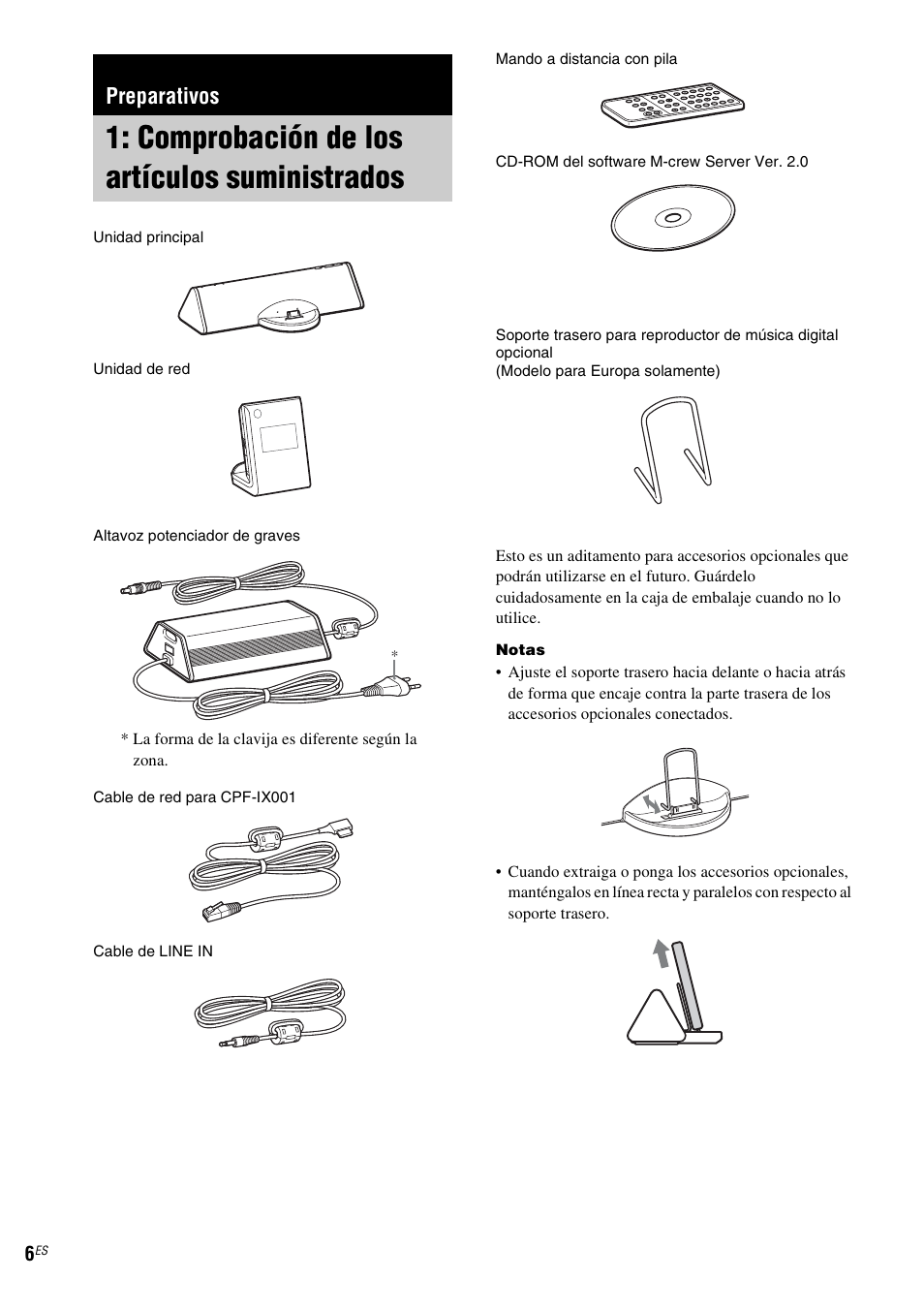 Preparativos, Comprobación de los artículos suministrados, Comprobación de los artículos | Suministrados | Sony CPF-IX001 User Manual | Page 78 / 379