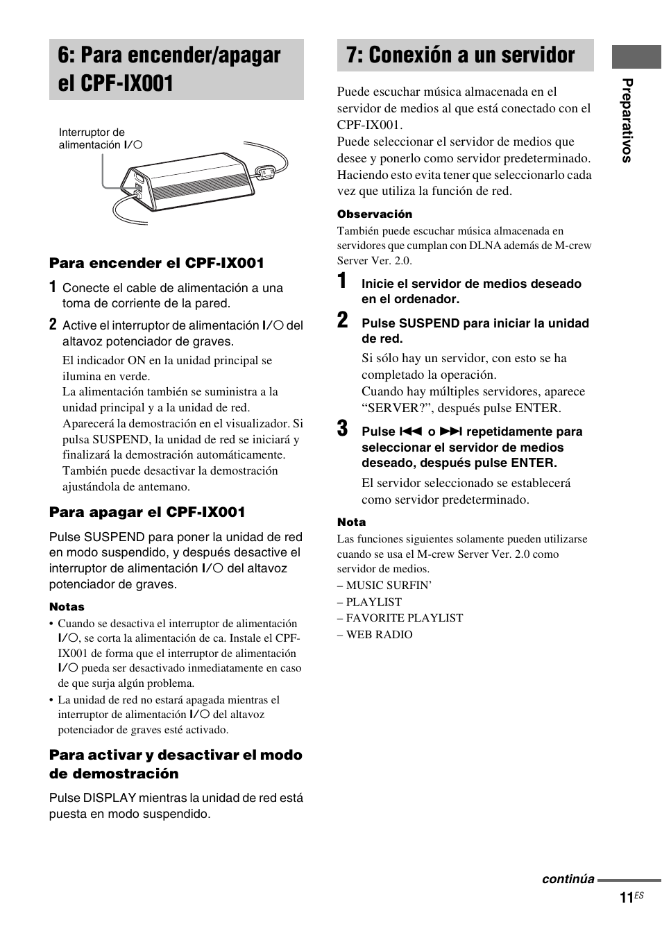 Para encender/apagar el cpf-ix001, Conexión a un servidor, Para encender/apagar el | Cpf-ix001 | Sony CPF-IX001 User Manual | Page 83 / 379