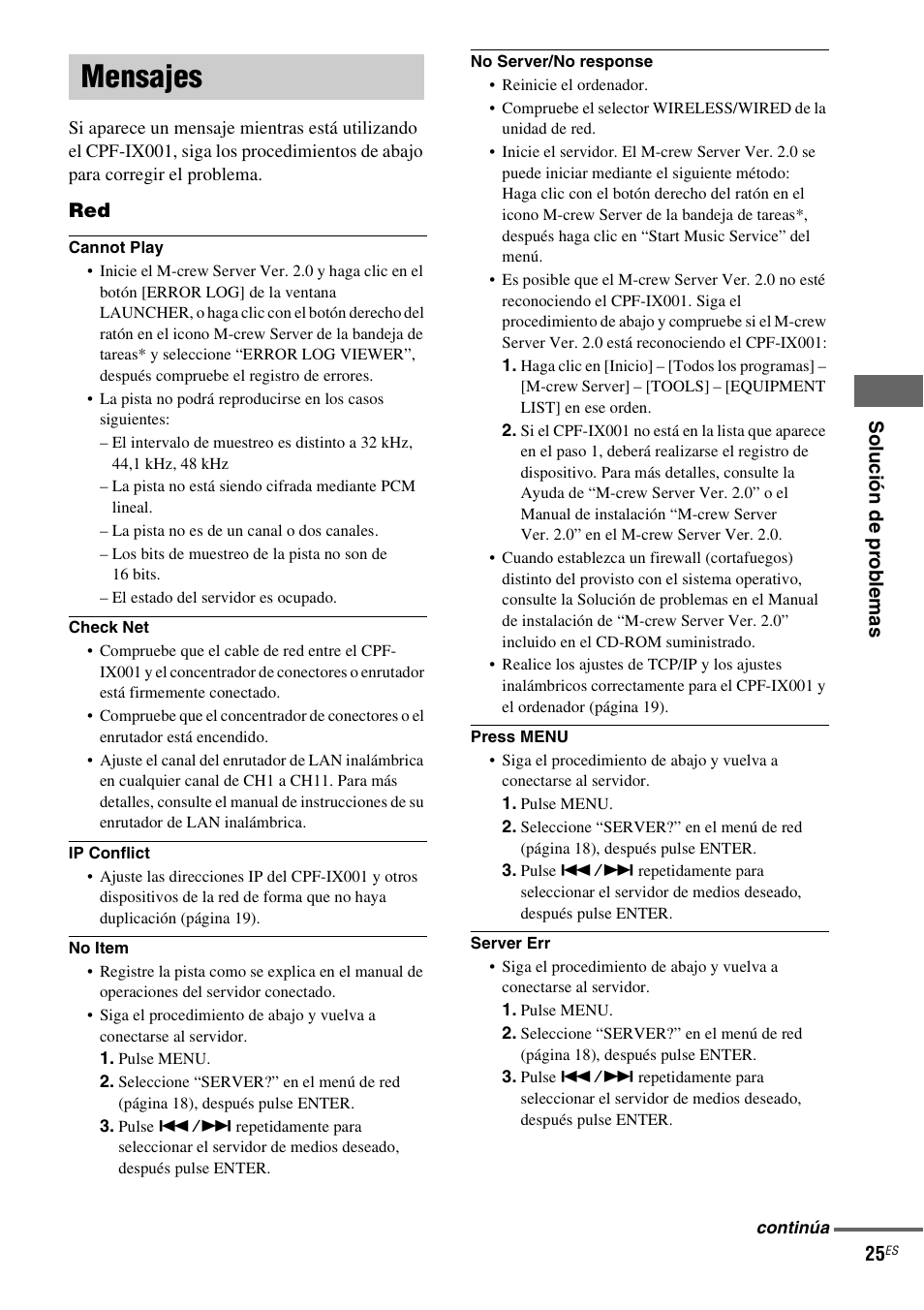 Mensajes | Sony CPF-IX001 User Manual | Page 97 / 379