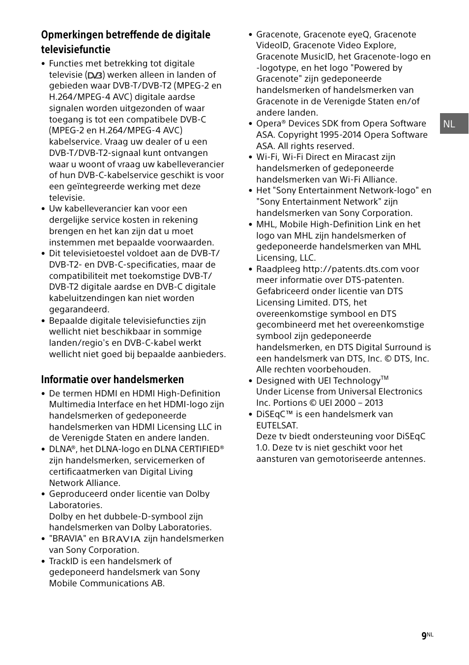 Informatie over handelsmerken | Sony KDL-48W585B User Manual | Page 37 / 192