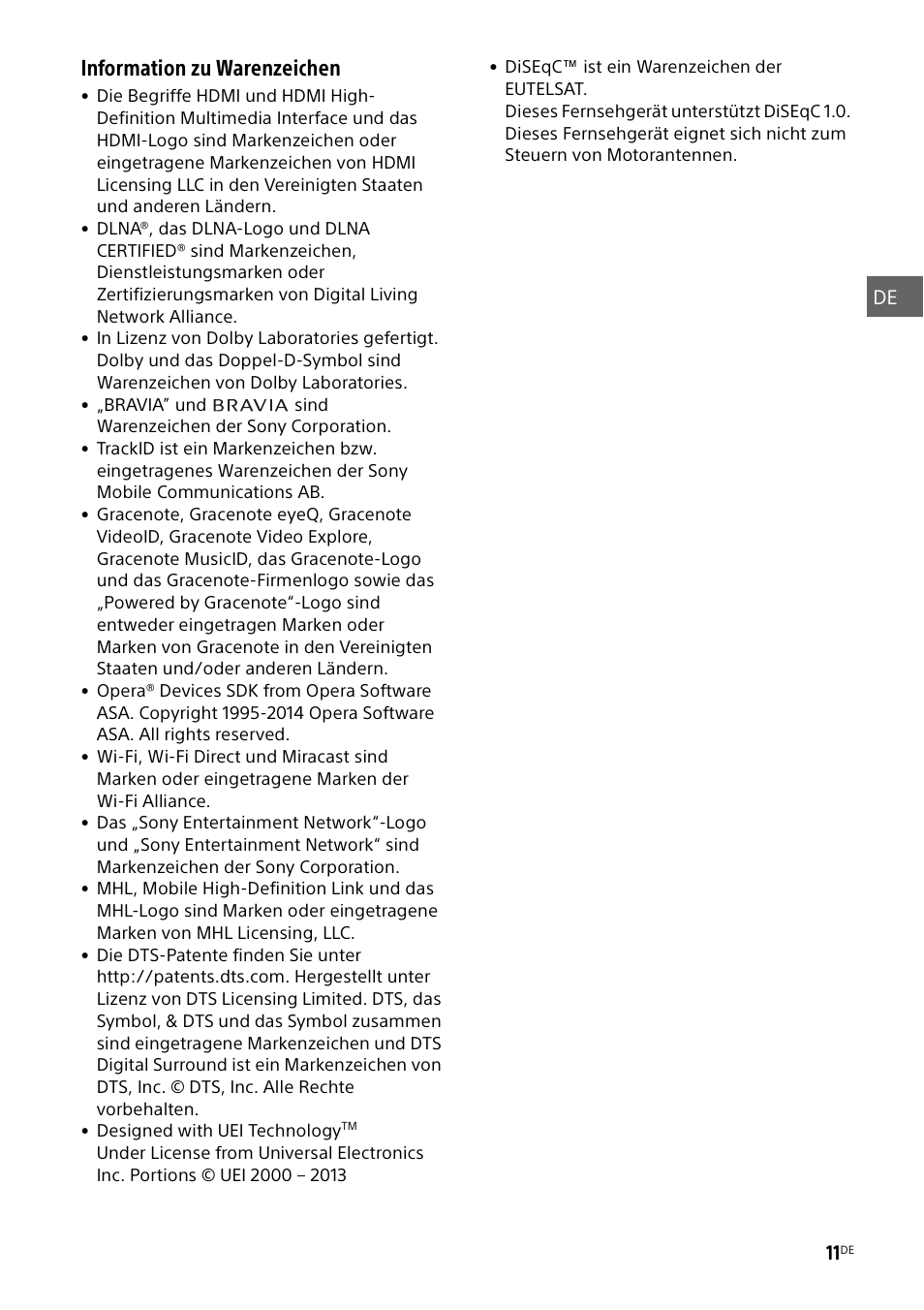 Information zu warenzeichen | Sony KDL-48W585B User Manual | Page 47 / 192