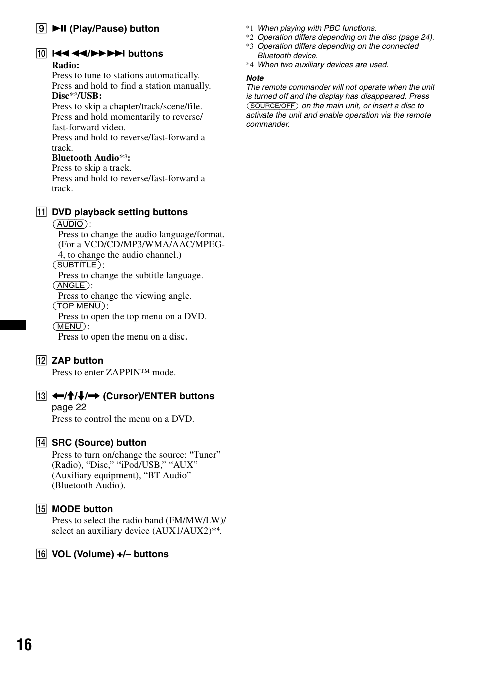 Sony XNV-660BT User Manual | Page 16 / 248