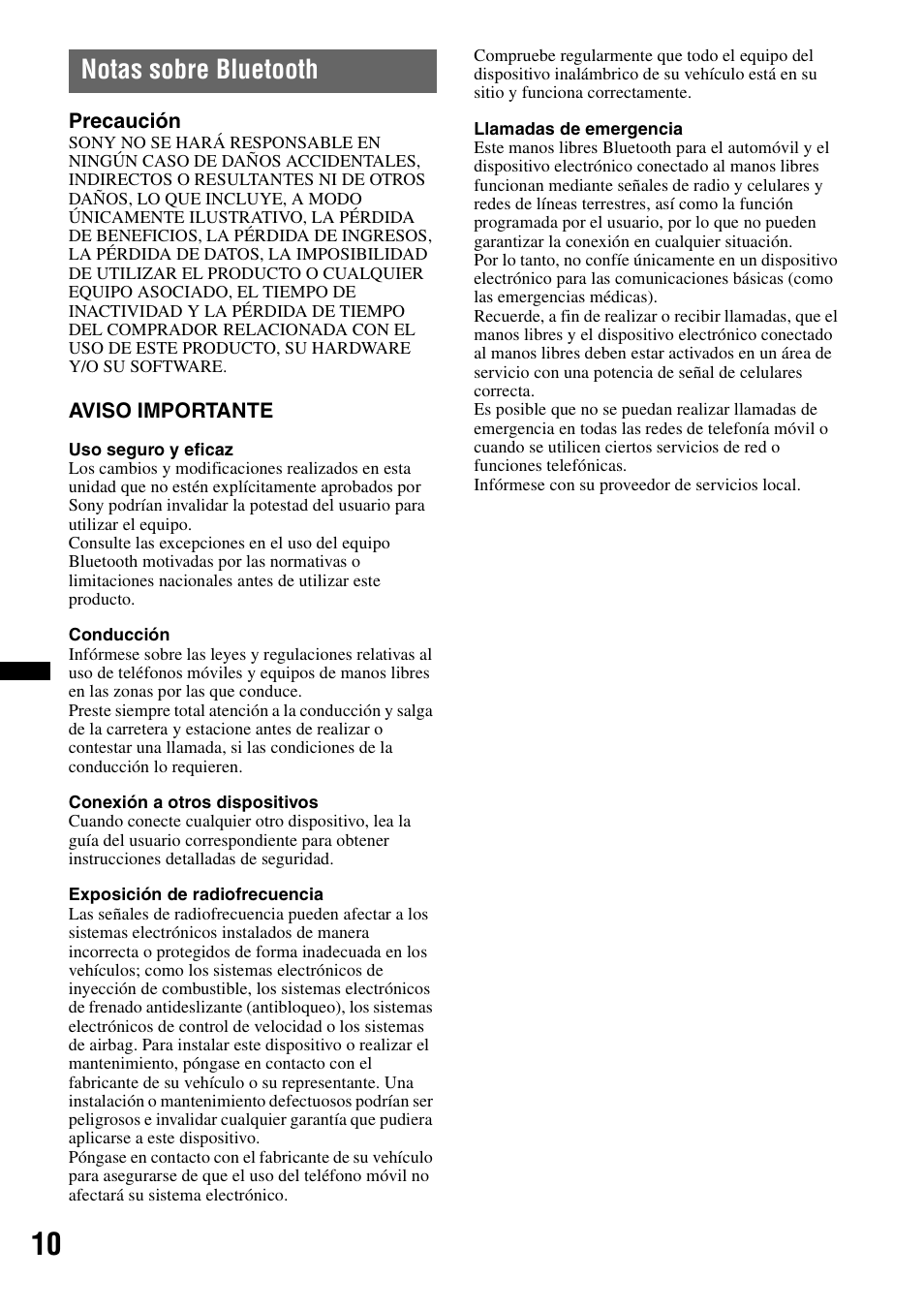 Notas sobre bluetooth | Sony XNV-660BT User Manual | Page 86 / 248