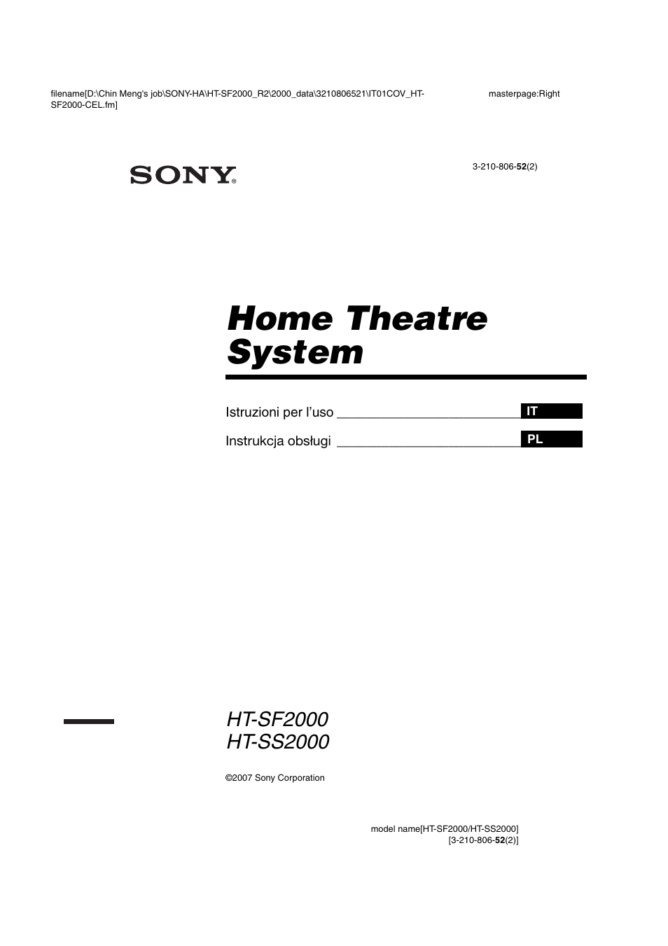 Sony HT-SS2000 User Manual | 148 pages