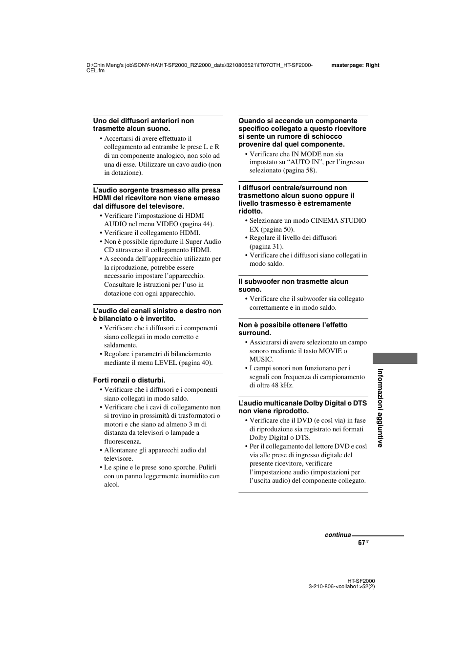 Sony HT-SS2000 User Manual | Page 67 / 148