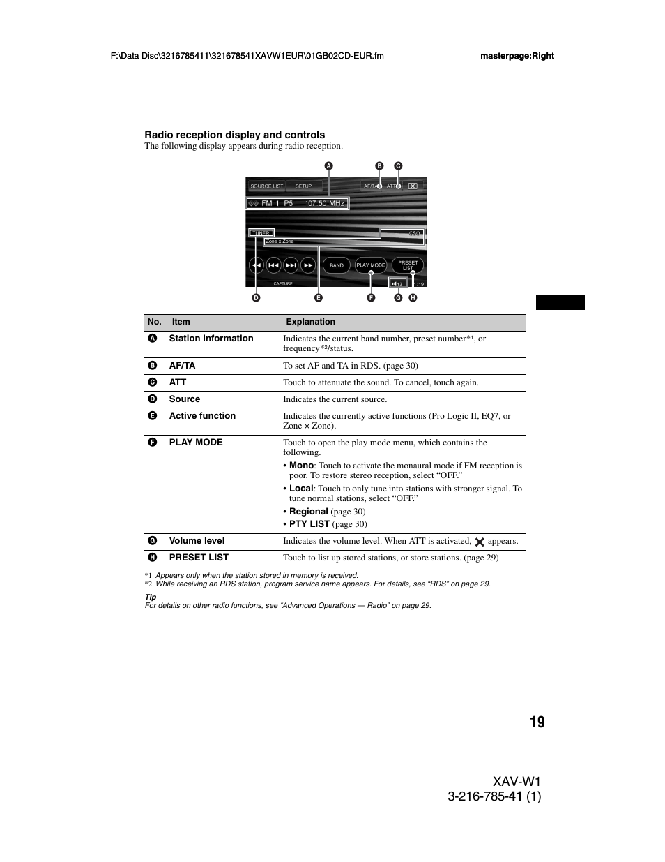 Sony XAV-W1 User Manual | Page 19 / 344