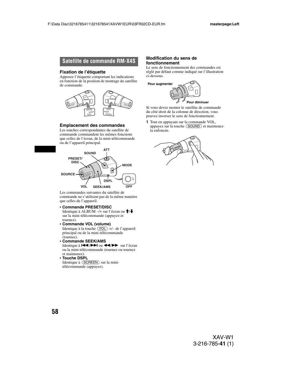 Satellite de commande rm-x4s | Sony XAV-W1 User Manual | Page 192 / 344