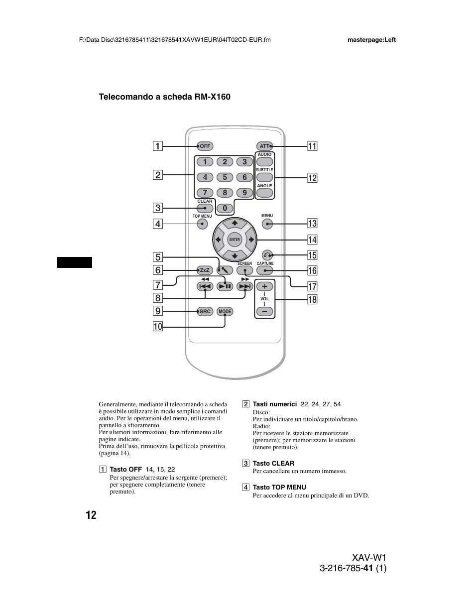 Telecomando a scheda rm-x160 | Sony XAV-W1 User Manual | Page 216 / 344