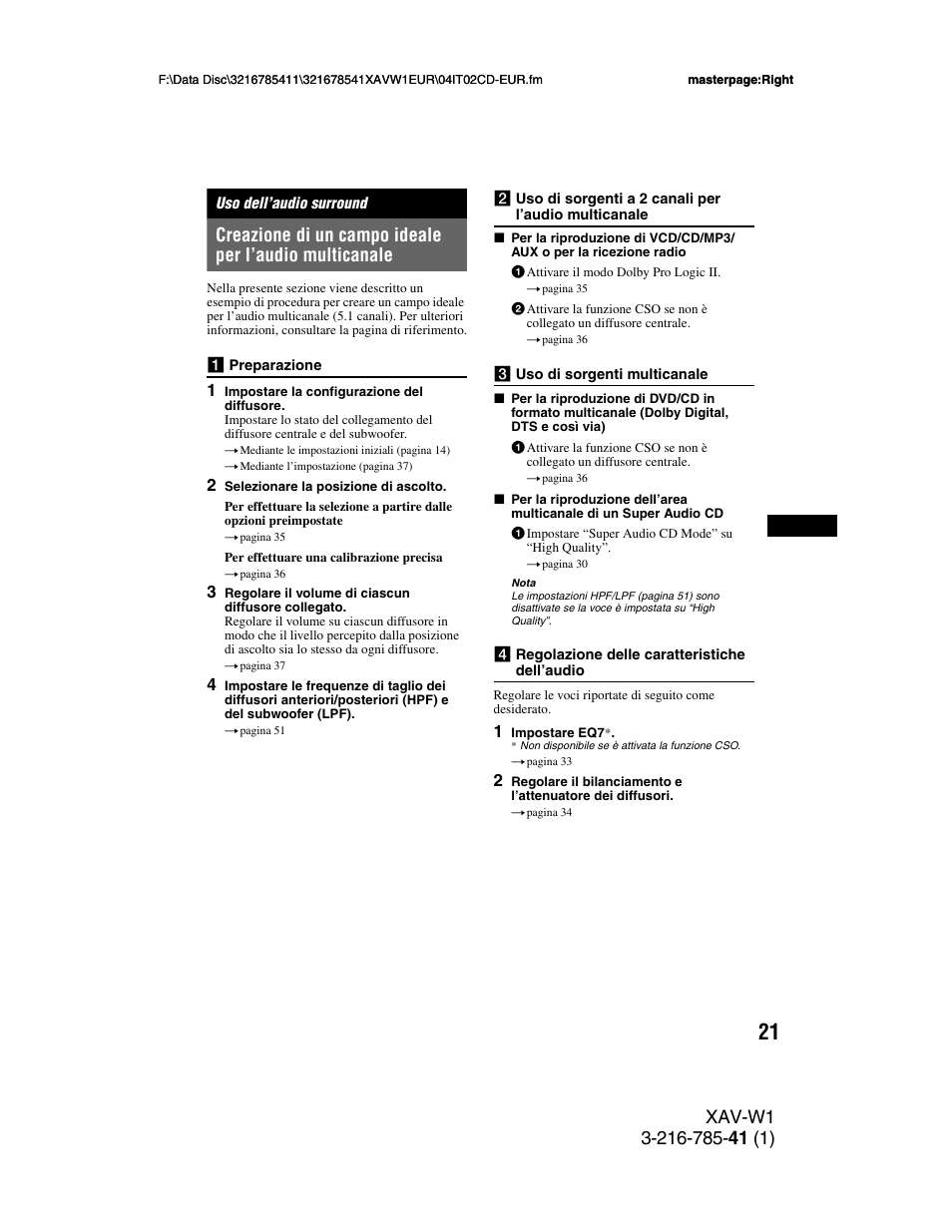 Uso dell’audio surround | Sony XAV-W1 User Manual | Page 225 / 344