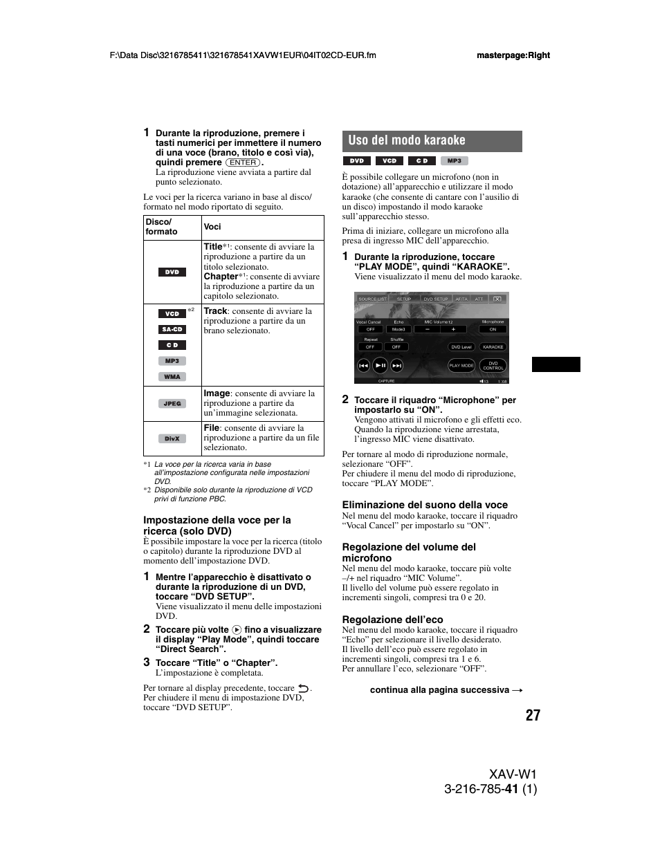 Uso del modo karaoke | Sony XAV-W1 User Manual | Page 231 / 344