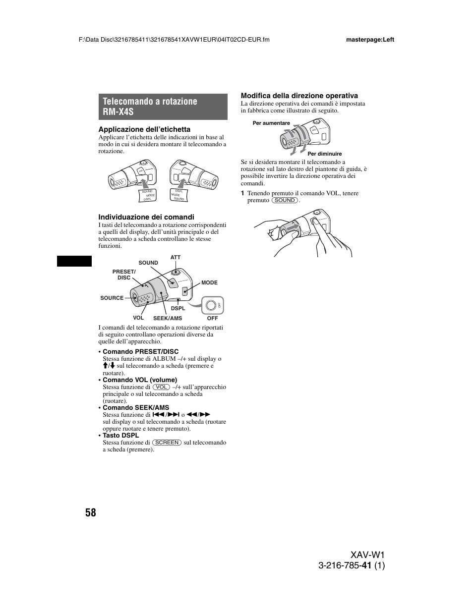Telecomando a rotazione rm-x4s | Sony XAV-W1 User Manual | Page 262 / 344