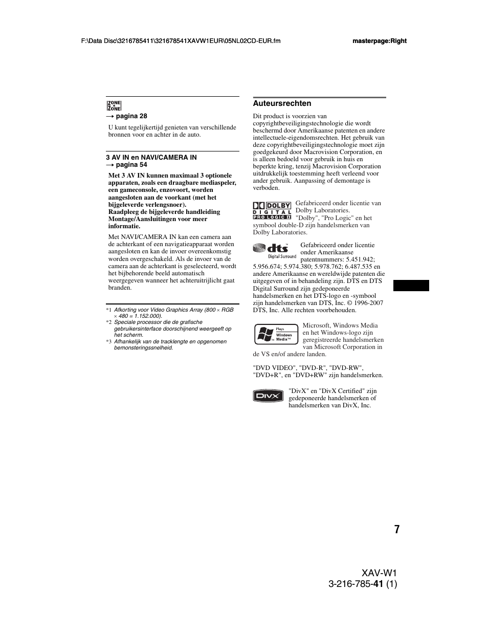 Auteursrechten | Sony XAV-W1 User Manual | Page 281 / 344