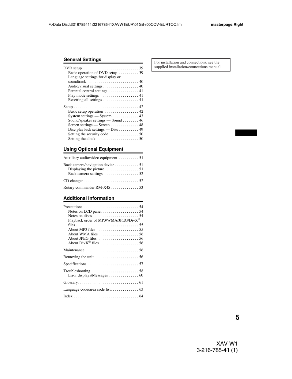 Sony XAV-W1 User Manual | Page 5 / 344