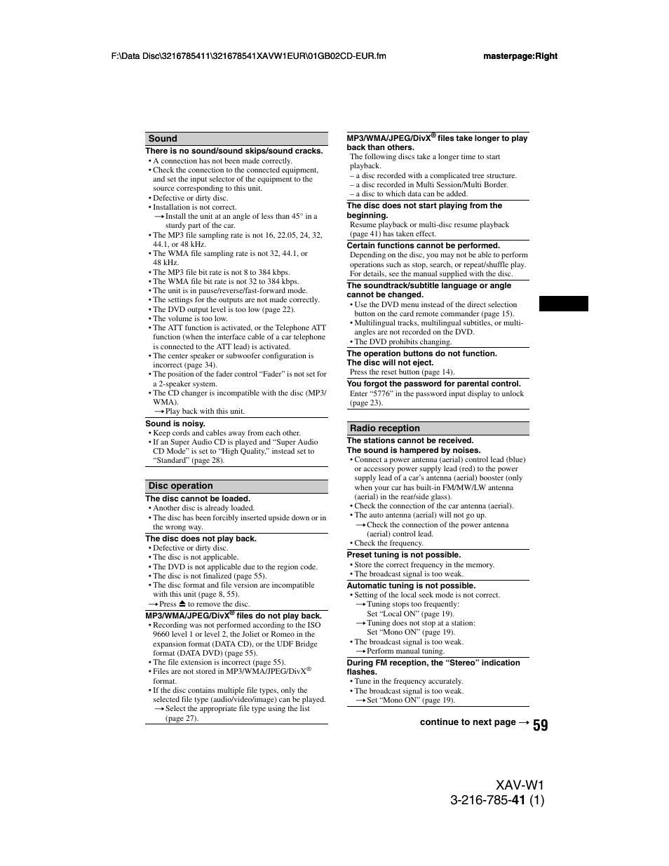 Sony XAV-W1 User Manual | Page 59 / 344