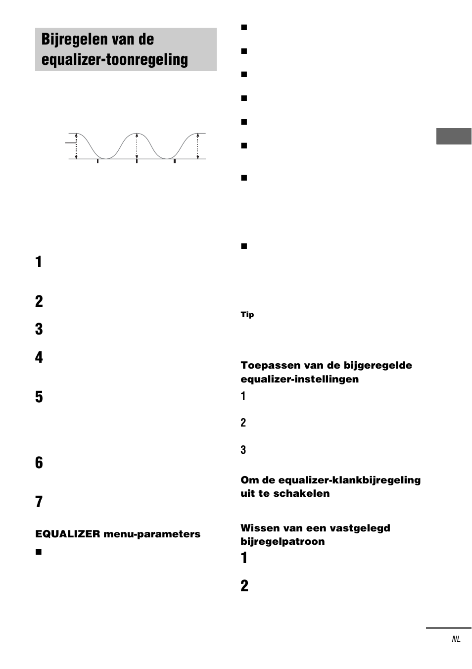 Bijregelen van de equalizer-toonregeling, Bijregelen van de equalizer, Toonregeling | Sony TA-DA9000ES User Manual | Page 101 / 188
