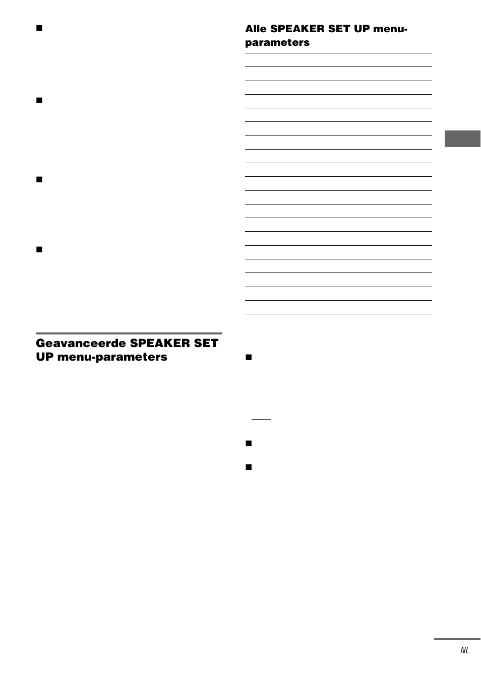 Geavanceerde speaker set up menu-parameters | Sony TA-DA9000ES User Manual | Page 105 / 188