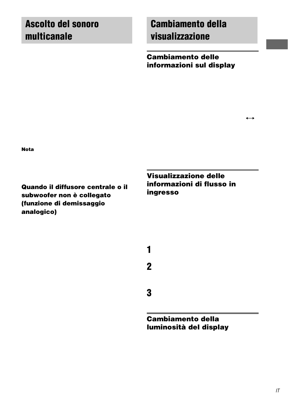 Ascolto del sonoro multicanale, Multi ch in, Cambiamento della visualizzazione | Sony TA-DA9000ES User Manual | Page 151 / 188