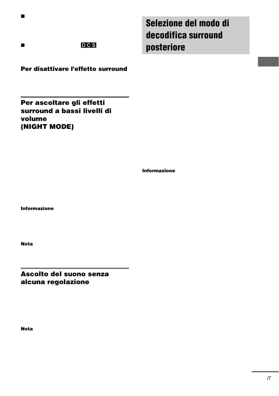 Surr back decoding, Selezione del modo di decodifica, Surround posteriore — surr back decoding | Ascolto del suono senza alcuna regolazione | Sony TA-DA9000ES User Manual | Page 157 / 188