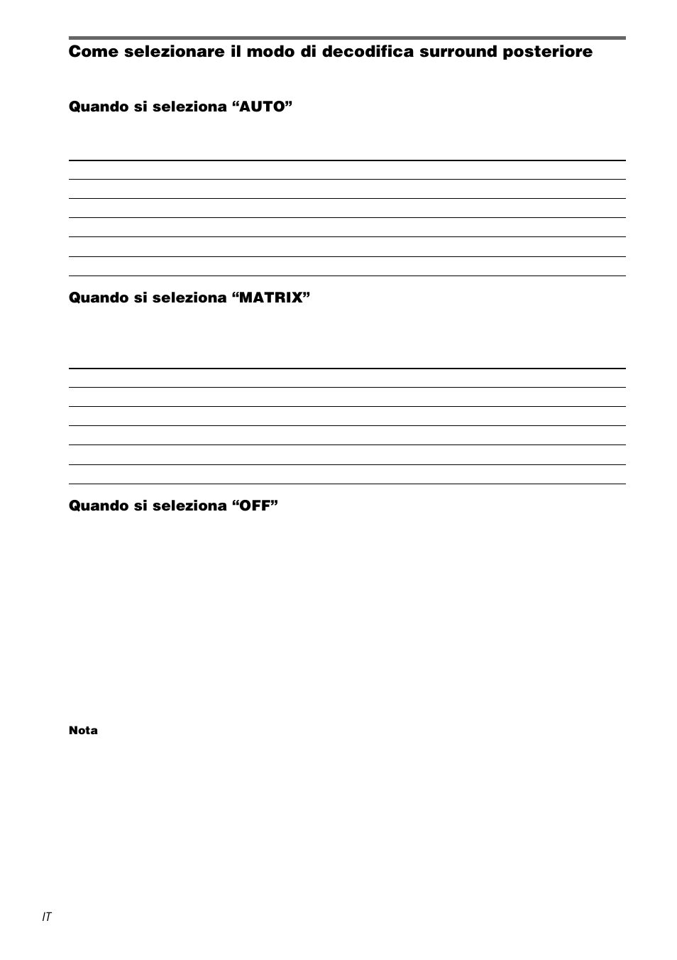 Quando si seleziona “auto, Quando si seleziona “matrix, Quando si seleziona “off | Sony TA-DA9000ES User Manual | Page 158 / 188