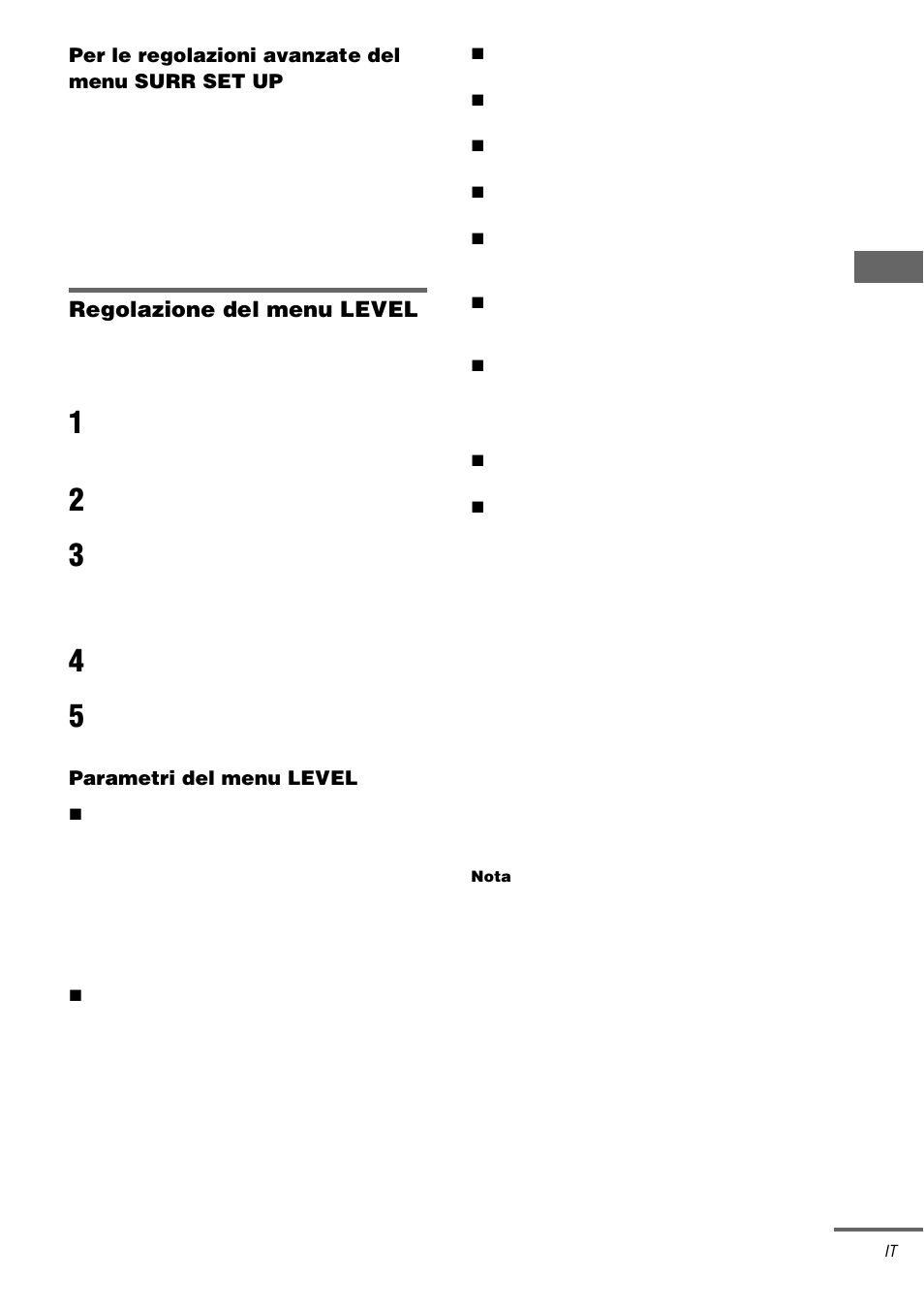 Regolazione del menu level | Sony TA-DA9000ES User Manual | Page 161 / 188