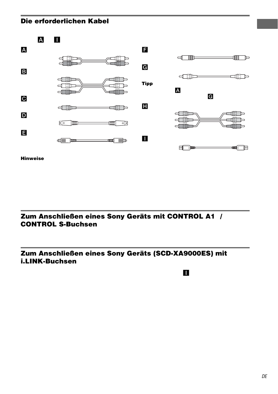 Die erforderlichen kabel | Sony TA-DA9000ES User Manual | Page 5 / 188