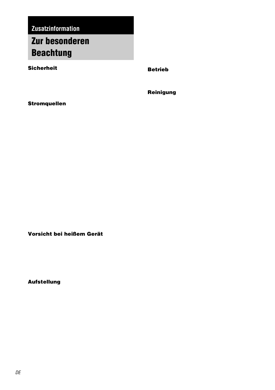 Zusatzinformation, Zur besonderen beachtung | Sony TA-DA9000ES User Manual | Page 54 / 188