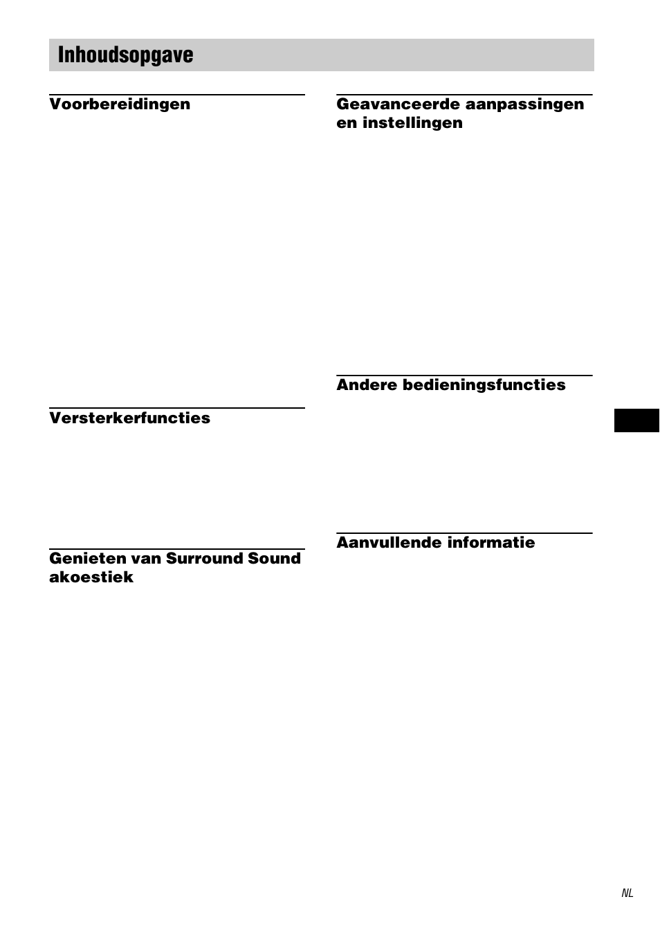 Inhoudsopgave | Sony TA-DA9000ES User Manual | Page 65 / 188