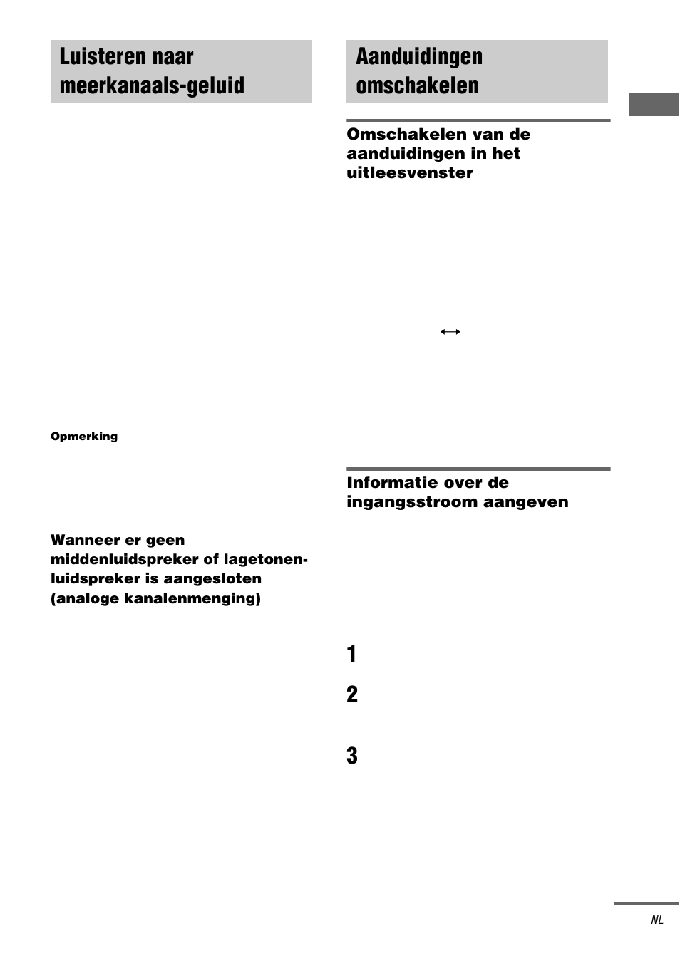 Luisteren naar meerkanaals-geluid, Multi ch in, Aanduidingen omschakelen | Sony TA-DA9000ES User Manual | Page 87 / 188