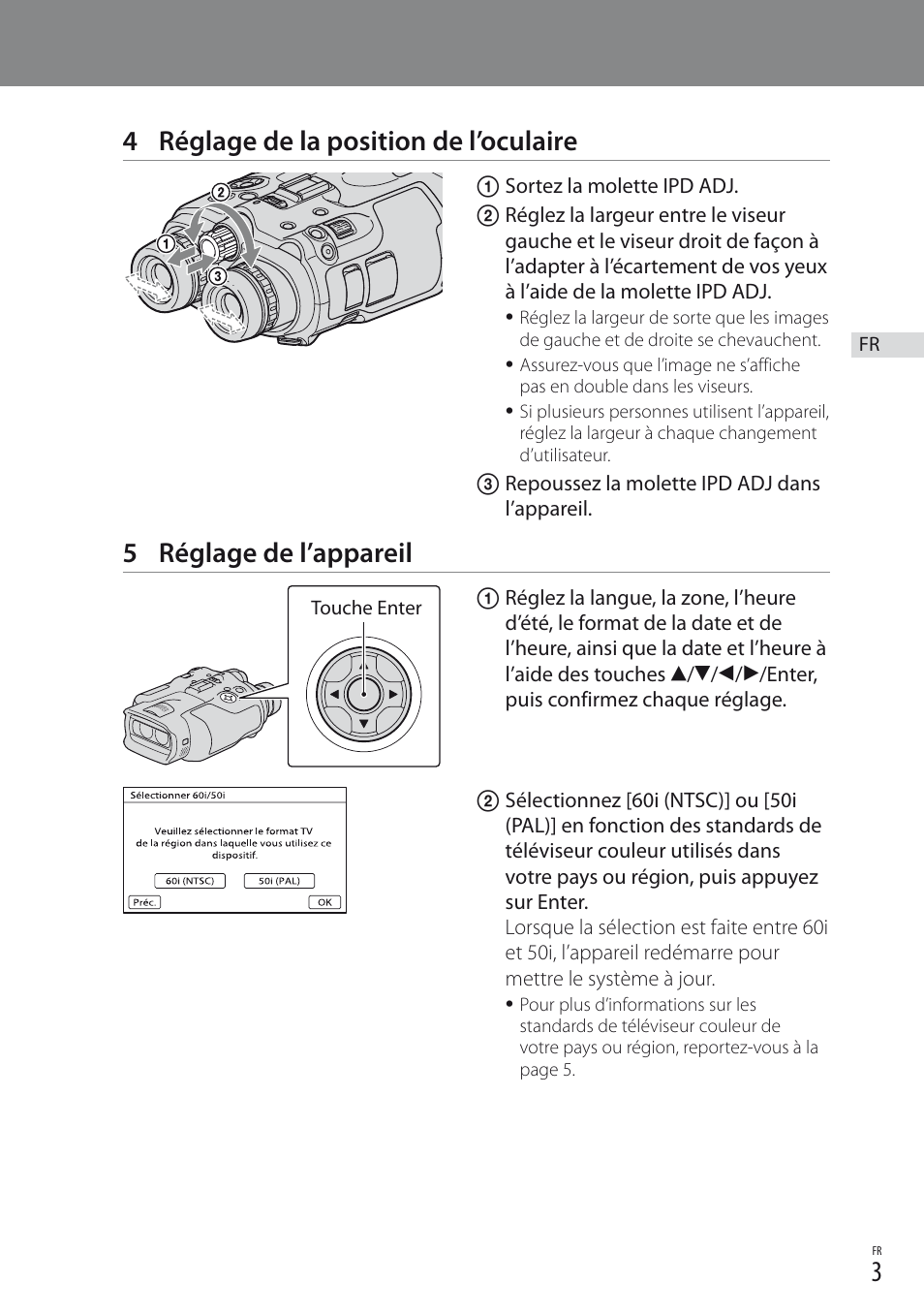 4 réglage de la position de l’oculaire, 5 réglage de l’appareil | Sony DEV-3 User Manual | Page 11 / 88