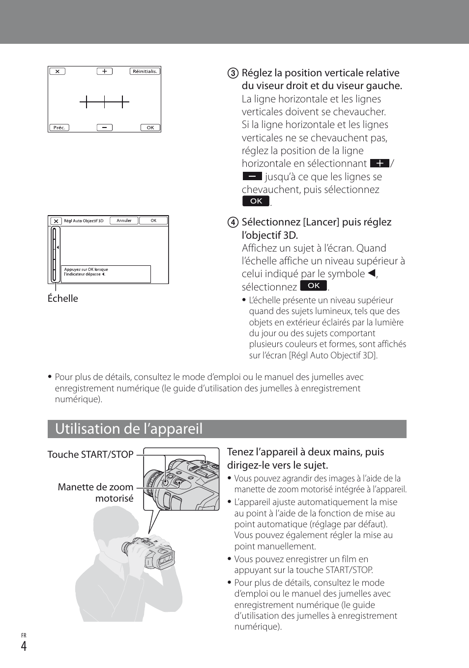 Utilisation de l’appareil | Sony DEV-3 User Manual | Page 12 / 88