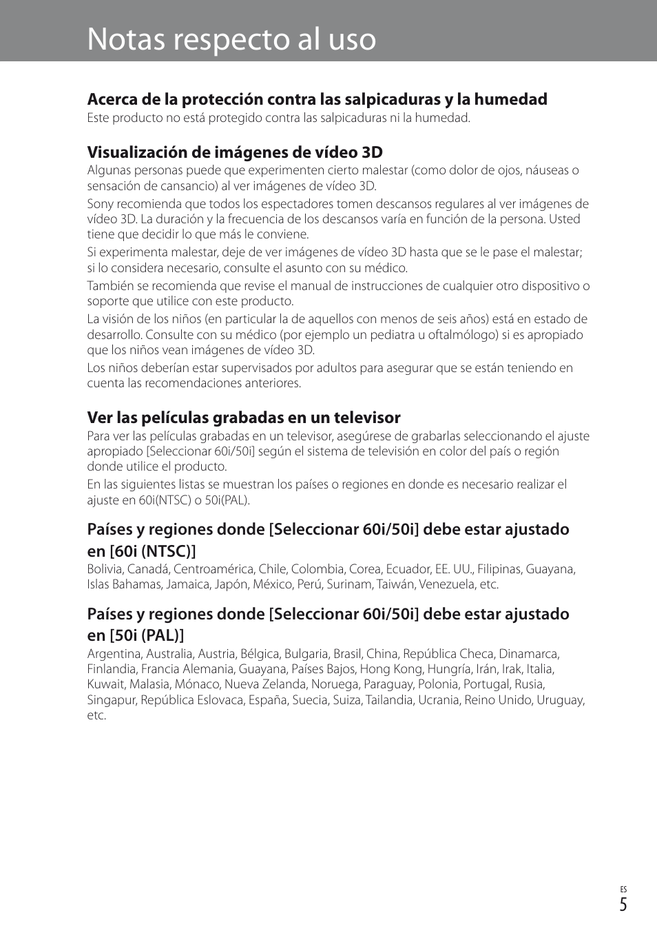 Notas respecto al uso | Sony DEV-3 User Manual | Page 17 / 88