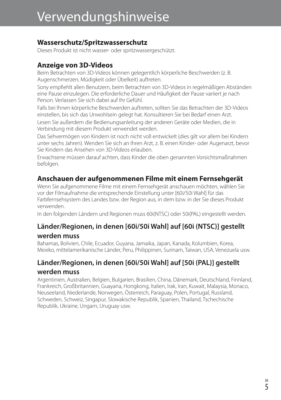 Verwendungshinweise | Sony DEV-3 User Manual | Page 21 / 88