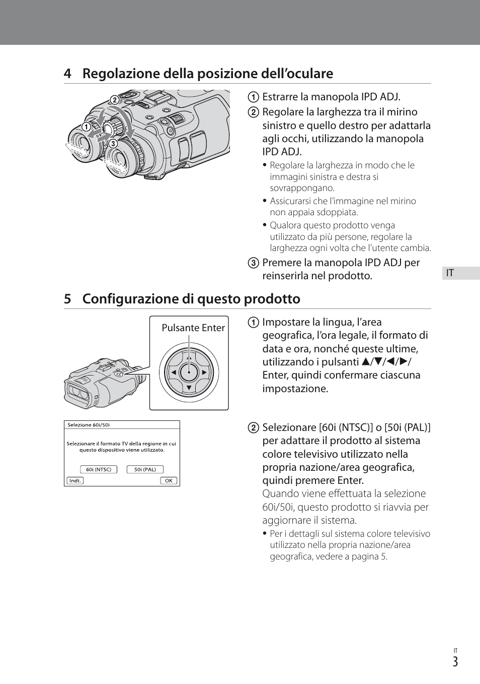 4 regolazione della posizione dell’oculare, 5 configurazione di questo prodotto | Sony DEV-3 User Manual | Page 31 / 88