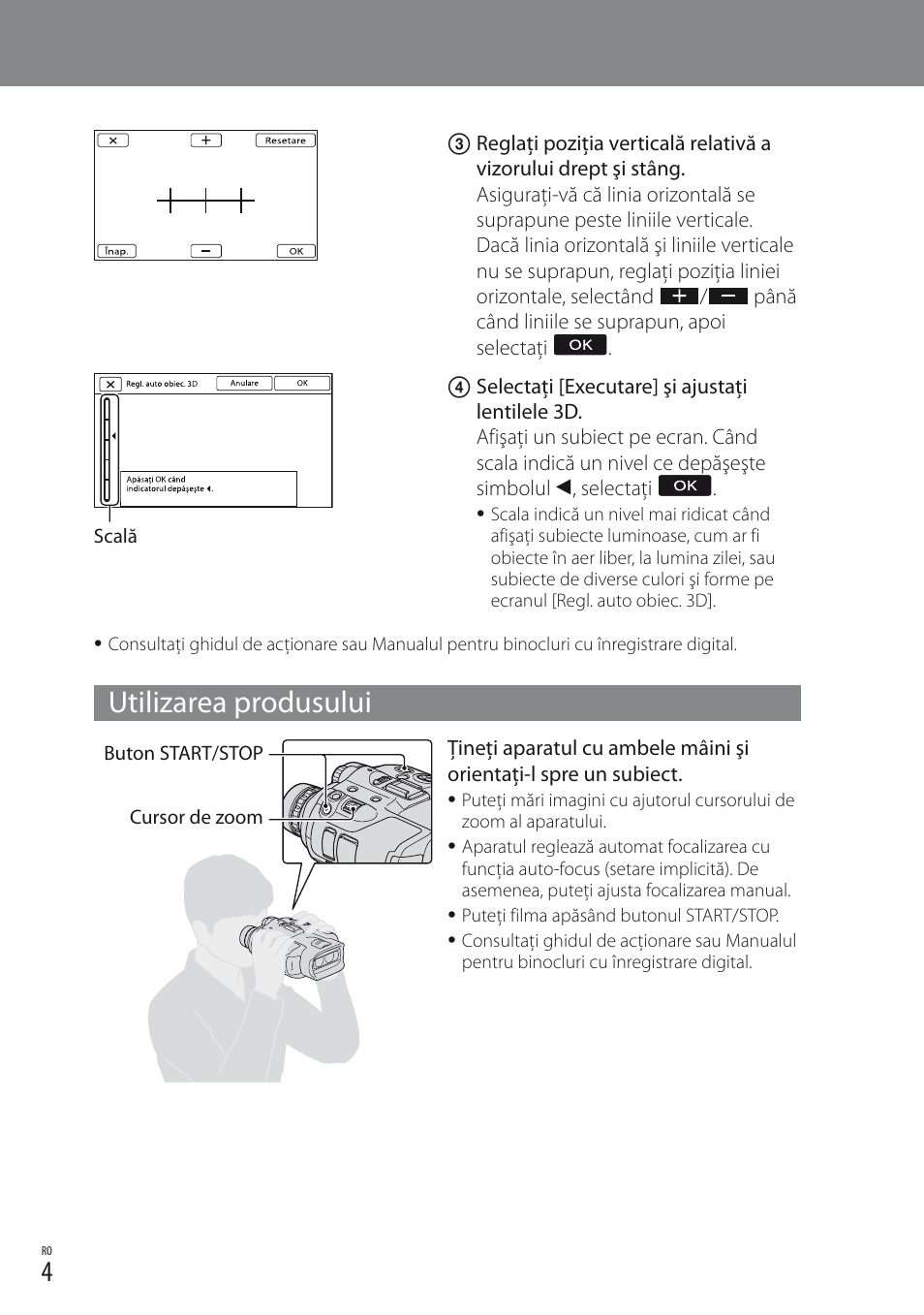Utilizarea produsului | Sony DEV-3 User Manual | Page 52 / 88