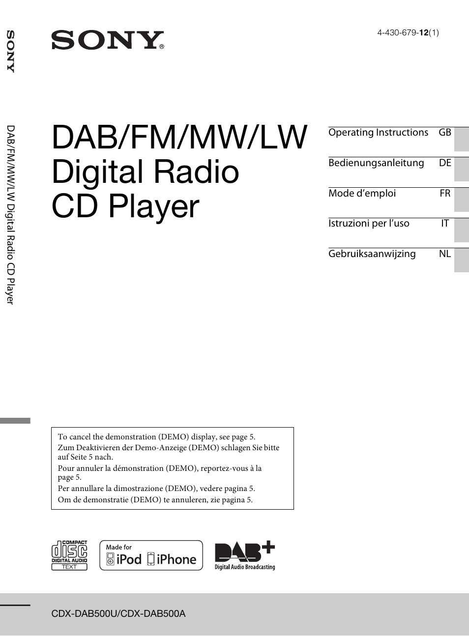 Sony CDX-DAB500U User Manual | 168 pages