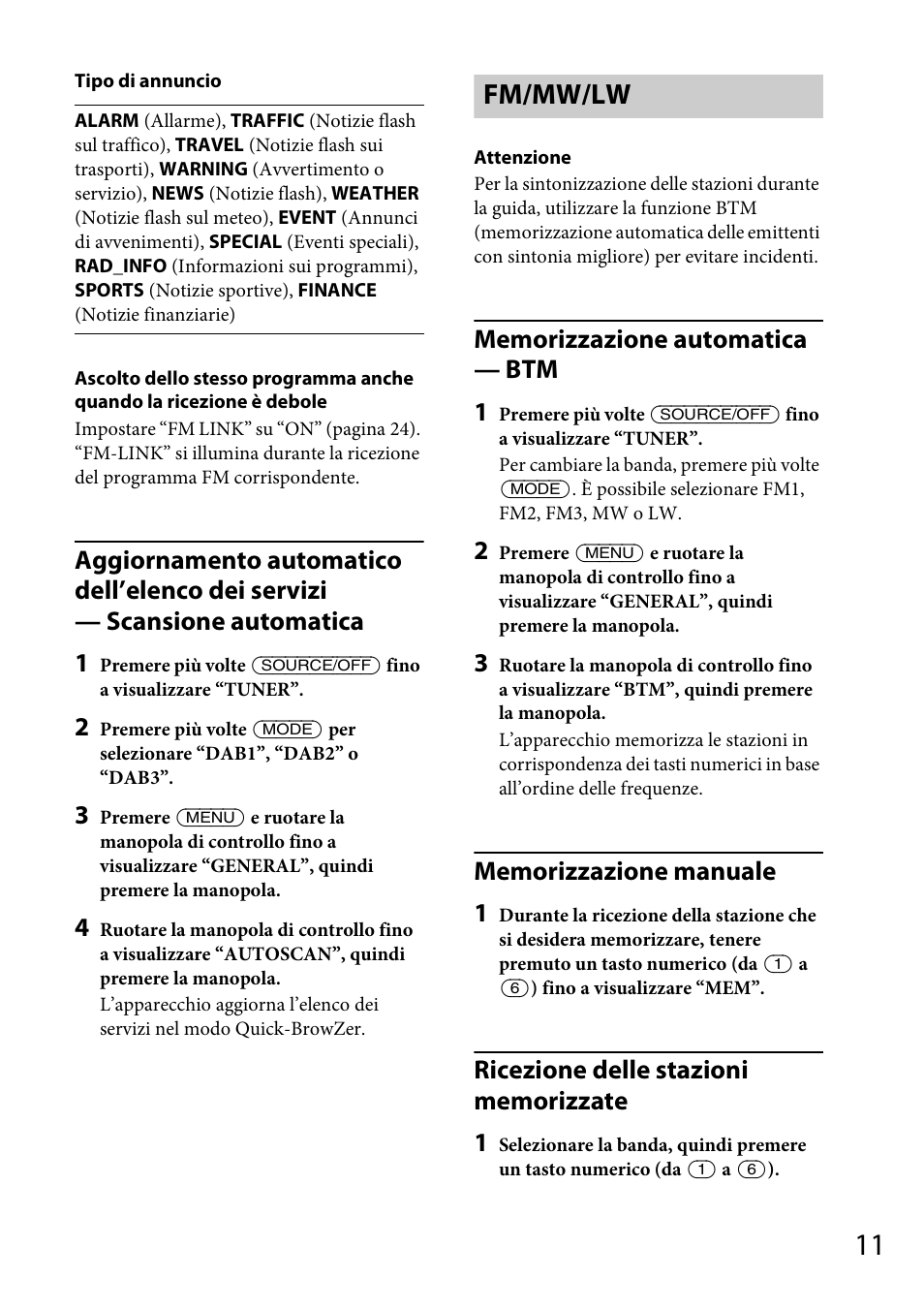 Fm/mw/lw | Sony CDX-DAB500U User Manual | Page 109 / 168