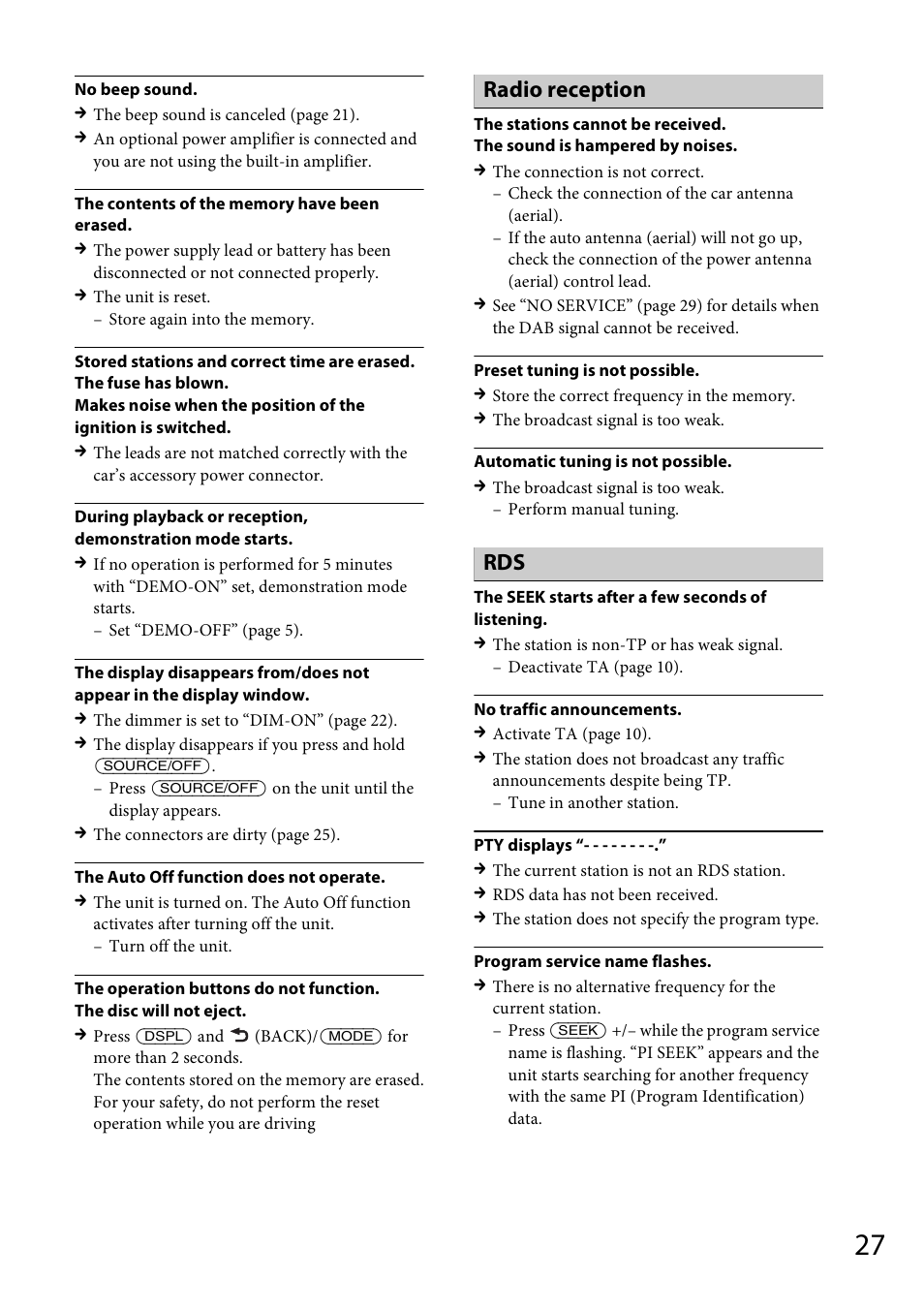 Radio reception | Sony CDX-DAB500U User Manual | Page 27 / 168