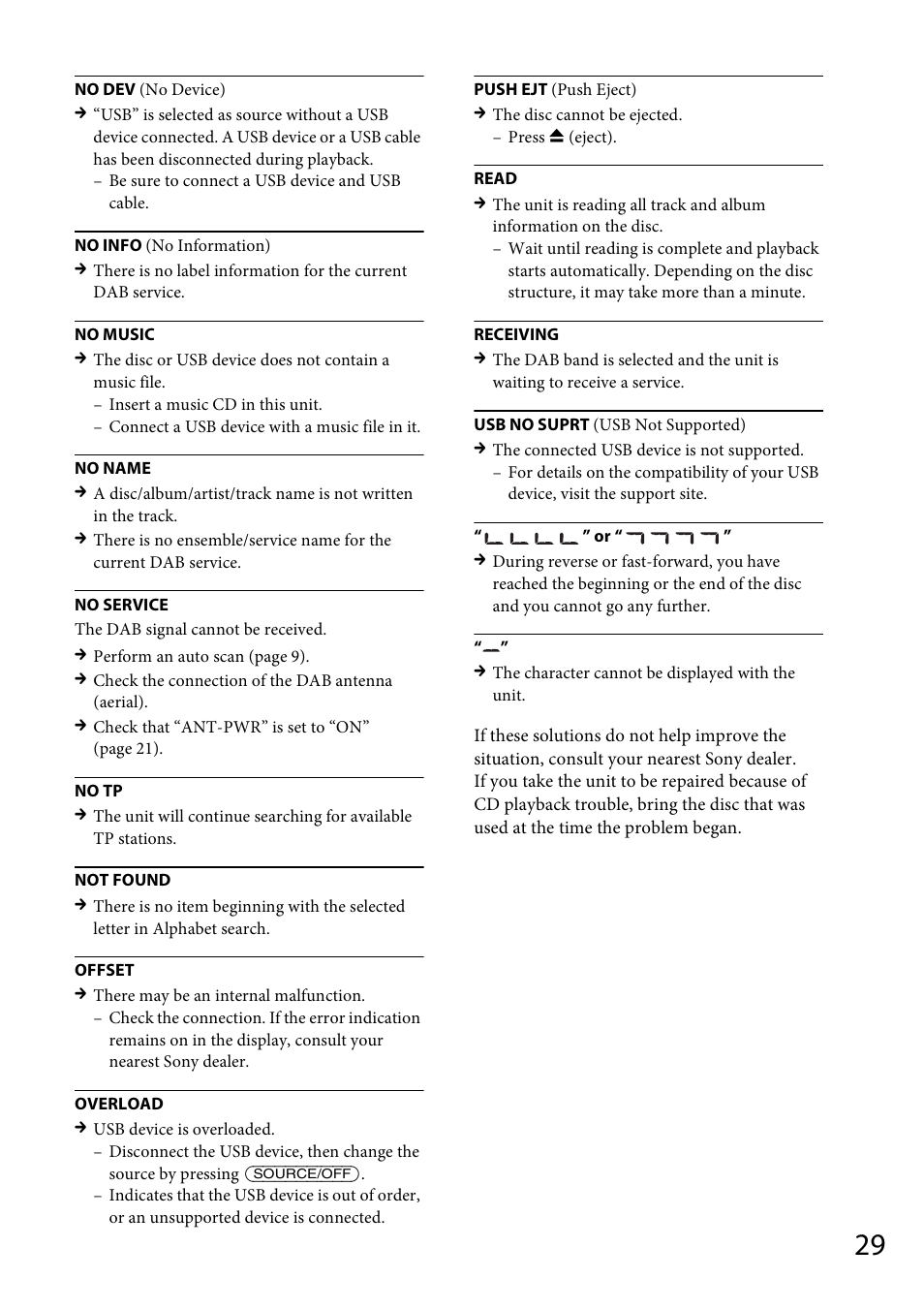 Sony CDX-DAB500U User Manual | Page 29 / 168