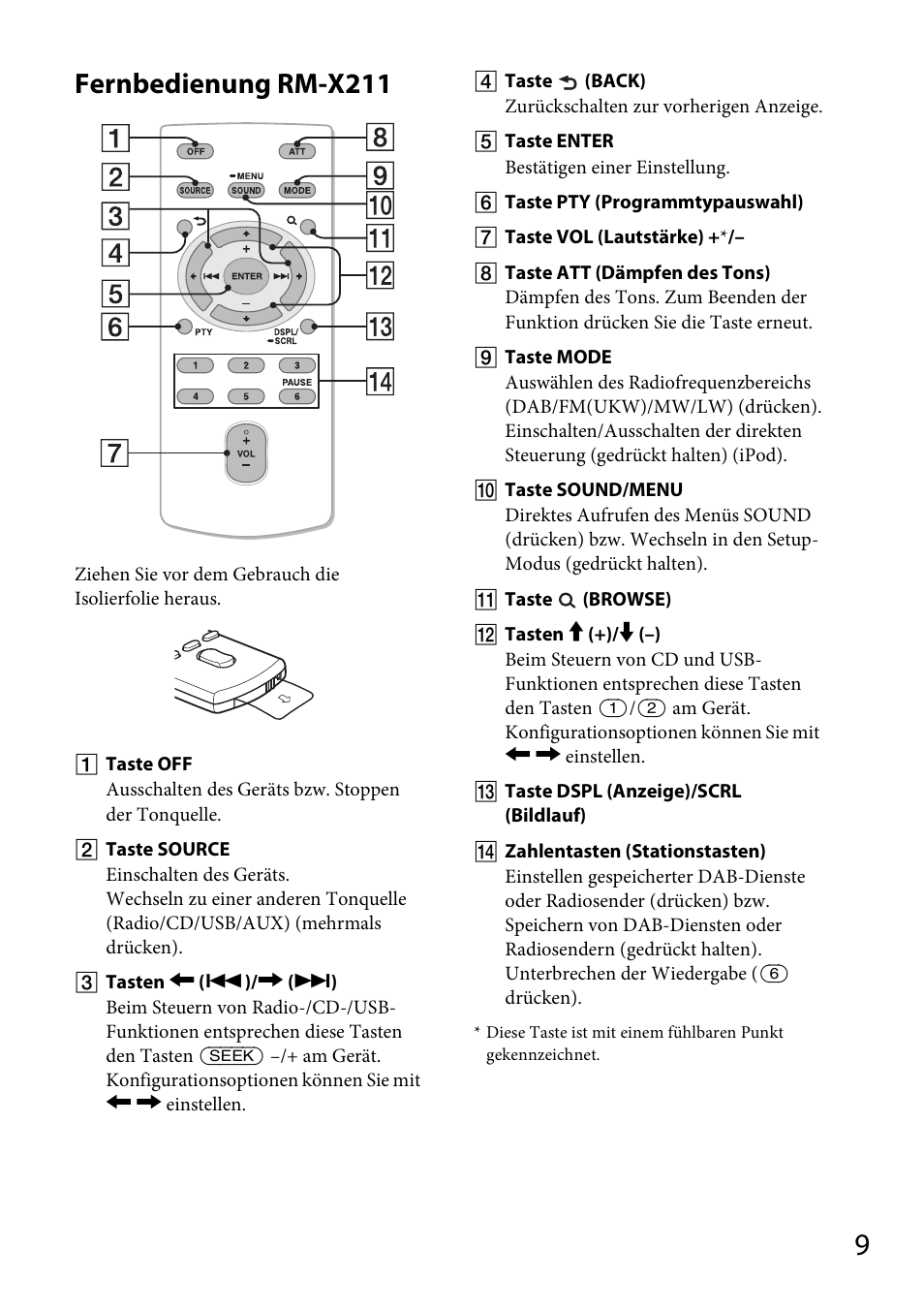 Fernbedienung rm-x211 | Sony CDX-DAB500U User Manual | Page 37 / 168