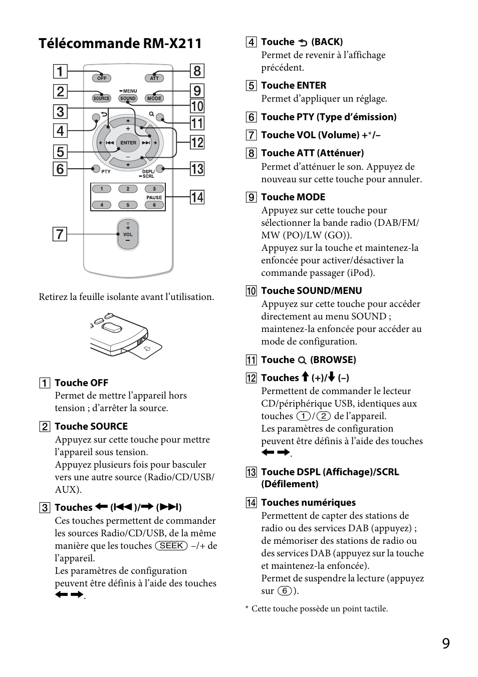 Télécommande rm-x211 | Sony CDX-DAB500U User Manual | Page 73 / 168